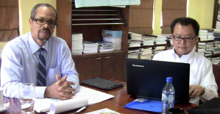 Haughton and Honda meeting at CRFM Secretariat in Belize City