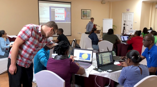 Caribbean-based fisheries experts learn how to work with spatial climate change impact assessment data in an open-source geographic information system, QGIS, to support fisheries management and marine spatial planning.